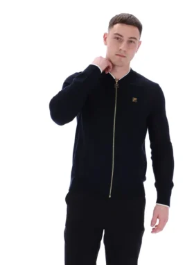 Schwarze Ferguson-Trainingsjacke mit offenem Strick und Pointelle-Einsätzen