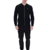Schwarze Ferguson-Trainingsjacke mit offenem Strick und Pointelle-Einsätzen