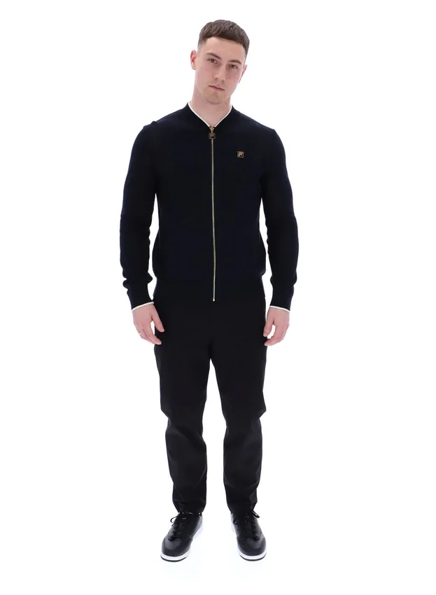Schwarze Ferguson-Trainingsjacke mit offenem Strick und Pointelle-Einsätzen