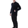Schwarze Ferguson-Trainingsjacke mit offenem Strick und Pointelle-Einsätzen