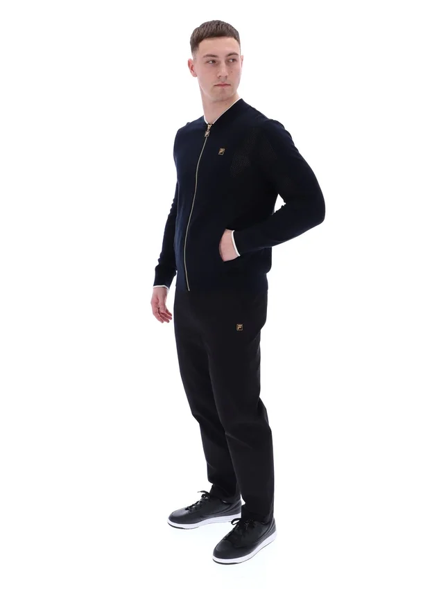 Schwarze Ferguson-Trainingsjacke mit offenem Strick und Pointelle-Einsätzen