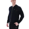 Schwarze Ferguson-Trainingsjacke mit offenem Strick und Pointelle-Einsätzen