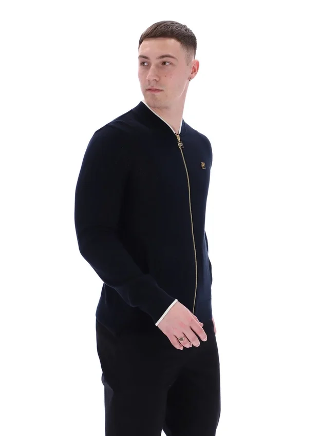 Schwarze Ferguson-Trainingsjacke mit offenem Strick und Pointelle-Einsätzen