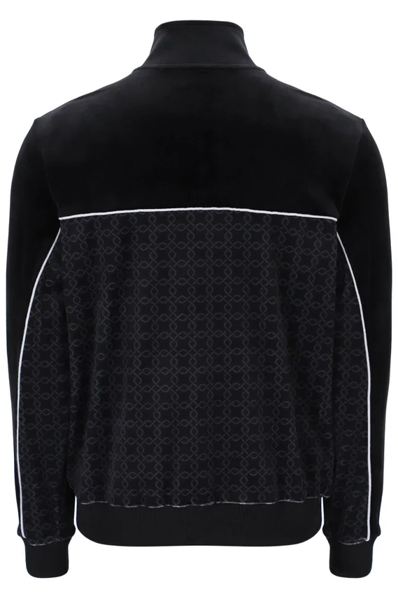 Schwarze Higgans-Veloursjacke mit durchgehendem Reißverschluss