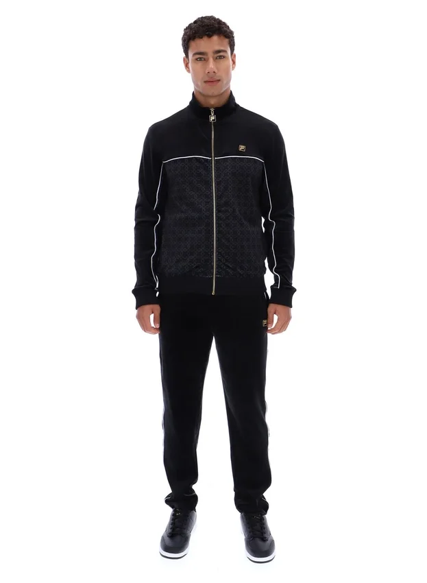 Schwarze Higgans-Veloursjacke mit durchgehendem Reißverschluss
