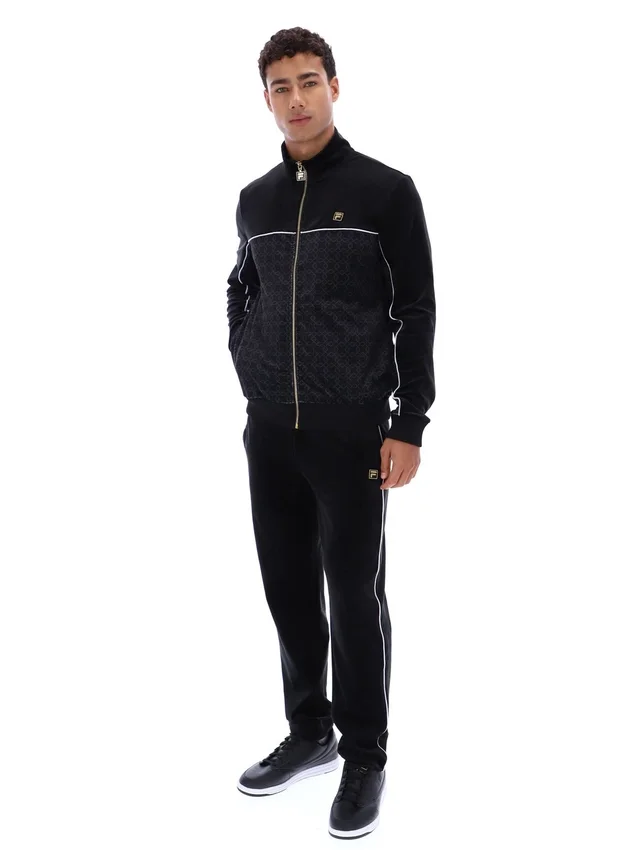 Schwarze Higgans-Veloursjacke mit durchgehendem Reißverschluss
