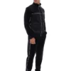 Schwarze Higgans-Veloursjacke mit durchgehendem Reißverschluss