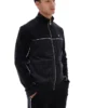 Schwarze Higgans-Veloursjacke mit durchgehendem Reißverschluss
