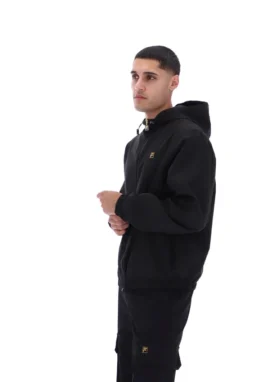 Schwarze Ian-Jacke mit durchgehendem Reißverschluss