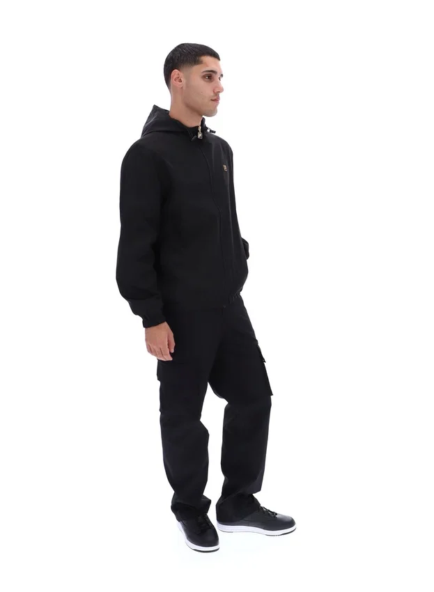 Schwarze Ian-Jacke mit durchgehendem Reißverschluss