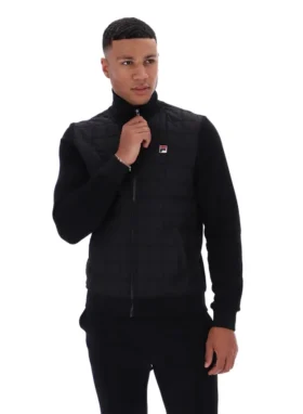 Schwarze „Moor“ Jacke mit wattierter Vorderseite