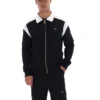 Schwarze Morton-Jacke mit durchgehendem Reißverschluss und Kontrasteinsätzen
