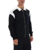 Schwarze Morton-Jacke mit durchgehendem Reißverschluss und Kontrasteinsätzen