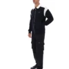 Schwarze Morton-Jacke mit durchgehendem Reißverschluss und Kontrasteinsätzen