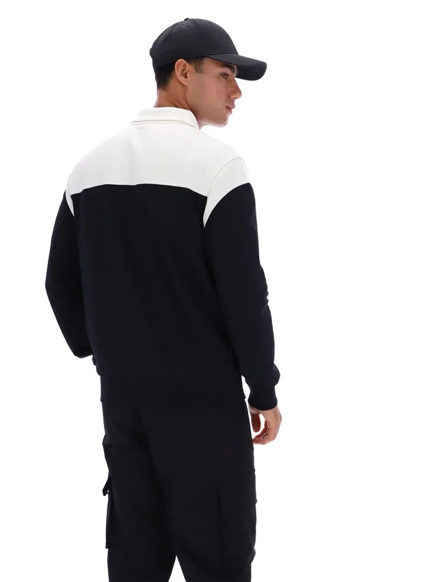 Schwarze Morton-Jacke mit durchgehendem Reißverschluss und Kontrasteinsätzen