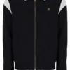 Schwarze Morton-Jacke mit durchgehendem Reißverschluss und Kontrasteinsätzen