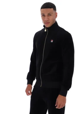 Schwarze „Nero“ Velours-Trainingsjacke