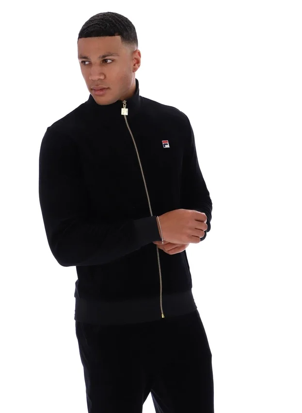 Schwarze „Nero“ Velours-Trainingsjacke