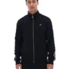 Schwarze „Roman“-Jacke mit durchgehendem Reißverschluss und Banddetails