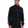 Schwarze „Roman“-Jacke mit durchgehendem Reißverschluss und Banddetails