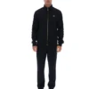 Schwarze „Roman“-Jacke mit durchgehendem Reißverschluss und Banddetails