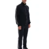 Schwarze „Roman“-Jacke mit durchgehendem Reißverschluss und Banddetails