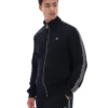 Schwarze „Roman“-Jacke mit durchgehendem Reißverschluss und Banddetails