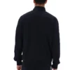 Schwarze „Roman“-Jacke mit durchgehendem Reißverschluss und Banddetails