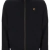 Schwarze „Roman“-Jacke mit durchgehendem Reißverschluss und Banddetails