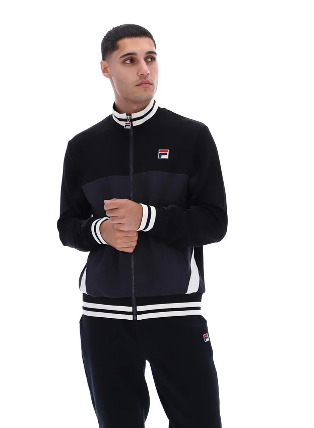 Schwarze „Tie Breaker“-Jacke mit Trichterkragen