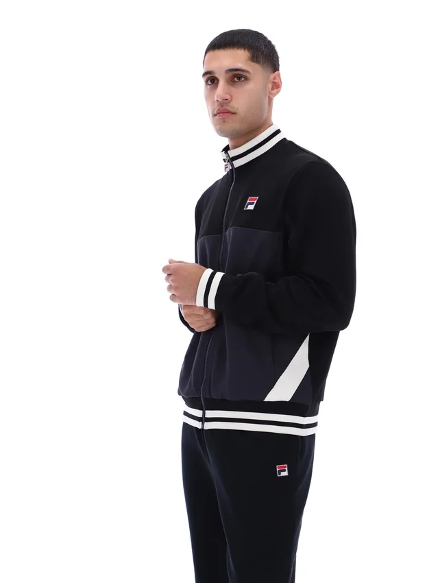 Schwarze „Tie Breaker“-Jacke mit Trichterkragen