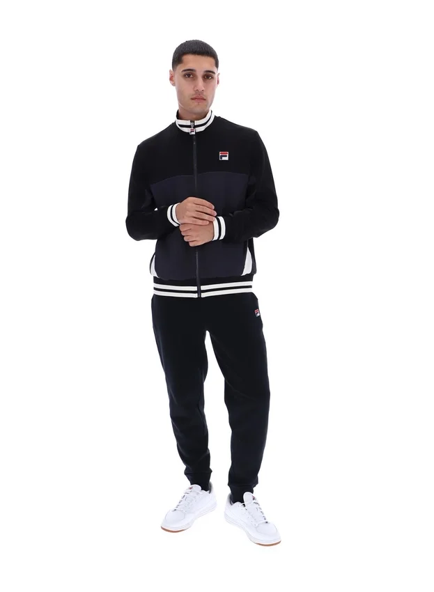 Schwarze „Tie Breaker“-Jacke mit Trichterkragen