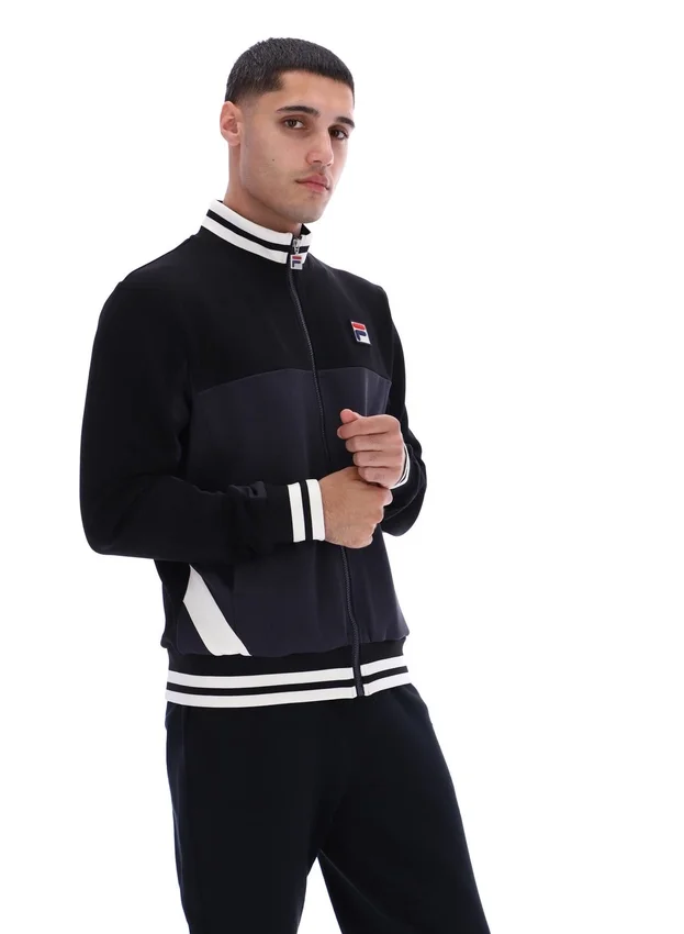 Schwarze „Tie Breaker“-Jacke mit Trichterkragen