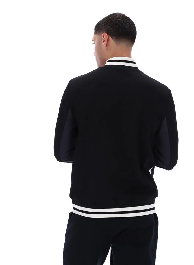 Schwarze „Tie Breaker“-Jacke mit Trichterkragen