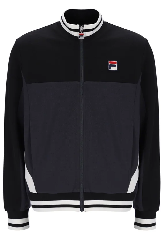 Schwarze „Tie Breaker“-Jacke mit Trichterkragen