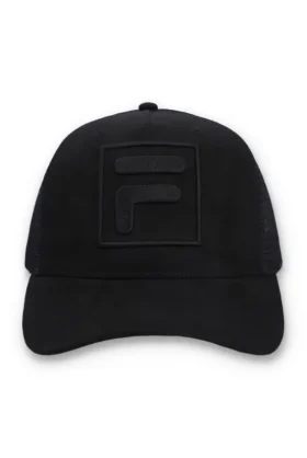 Schwarze Turo Large F-Box Tonal bestickte Wildleder-Kappe mit Mesh-Rückseite