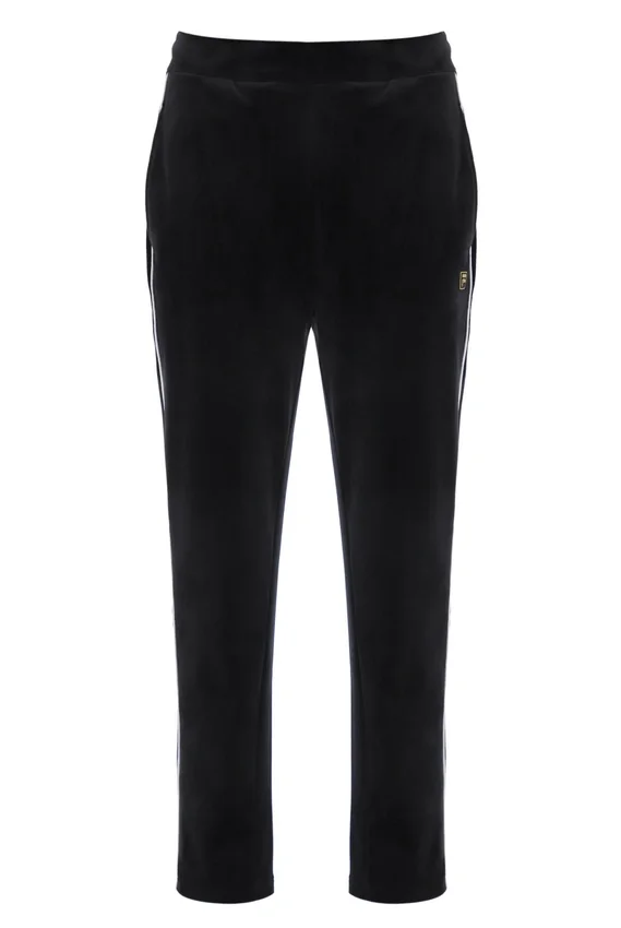 Schwarze Wella-Velourshose mit geradem Bein
