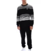 Schwarzer gestreifter Connor-Strickpullover mit Rundhalsausschnitt