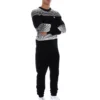 Schwarzer gestreifter Connor-Strickpullover mit Rundhalsausschnitt