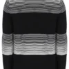 Schwarzer gestreifter Connor-Strickpullover mit Rundhalsausschnitt