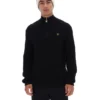 Schwarzer Stevie-Strickpullover mit 1/4-Reißverschluss, Trichterkragen und strukturierter Optik