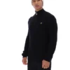 Schwarzer Stevie-Strickpullover mit 1/4-Reißverschluss, Trichterkragen und strukturierter Optik