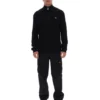 Schwarzer Stevie-Strickpullover mit 1/4-Reißverschluss, Trichterkragen und strukturierter Optik