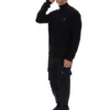 Schwarzer Stevie-Strickpullover mit 1/4-Reißverschluss, Trichterkragen und strukturierter Optik