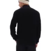 Schwarzer Stevie-Strickpullover mit 1/4-Reißverschluss, Trichterkragen und strukturierter Optik