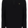 Schwarzer Stevie-Strickpullover mit 1/4-Reißverschluss, Trichterkragen und strukturierter Optik