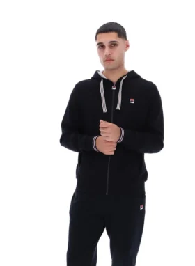 Schwarzer Tenconi-Kapuzenpullover mit Reißverschluss