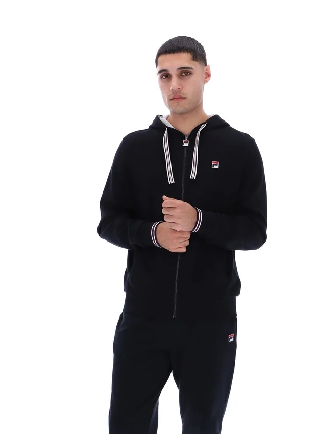 Schwarzer Tenconi-Kapuzenpullover mit Reißverschluss