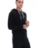 Schwarzer Tenconi-Kapuzenpullover mit Reißverschluss