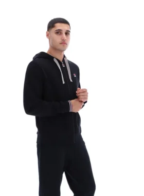 Schwarzer Tenconi-Kapuzenpullover mit Reißverschluss